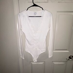 Blue Rain White Lace Bodysuit